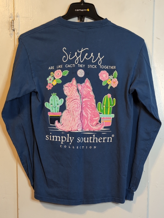 Simply Southern Tops - Simply Southern Sisters Cactus Cat Long Sleeve Tee womens Medium